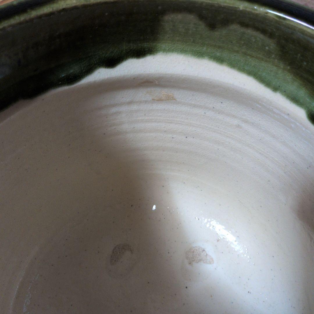 茶道具 蓋つき　水屋　水屋瓶　水がめ　織部　われ蓋つき　箱なし