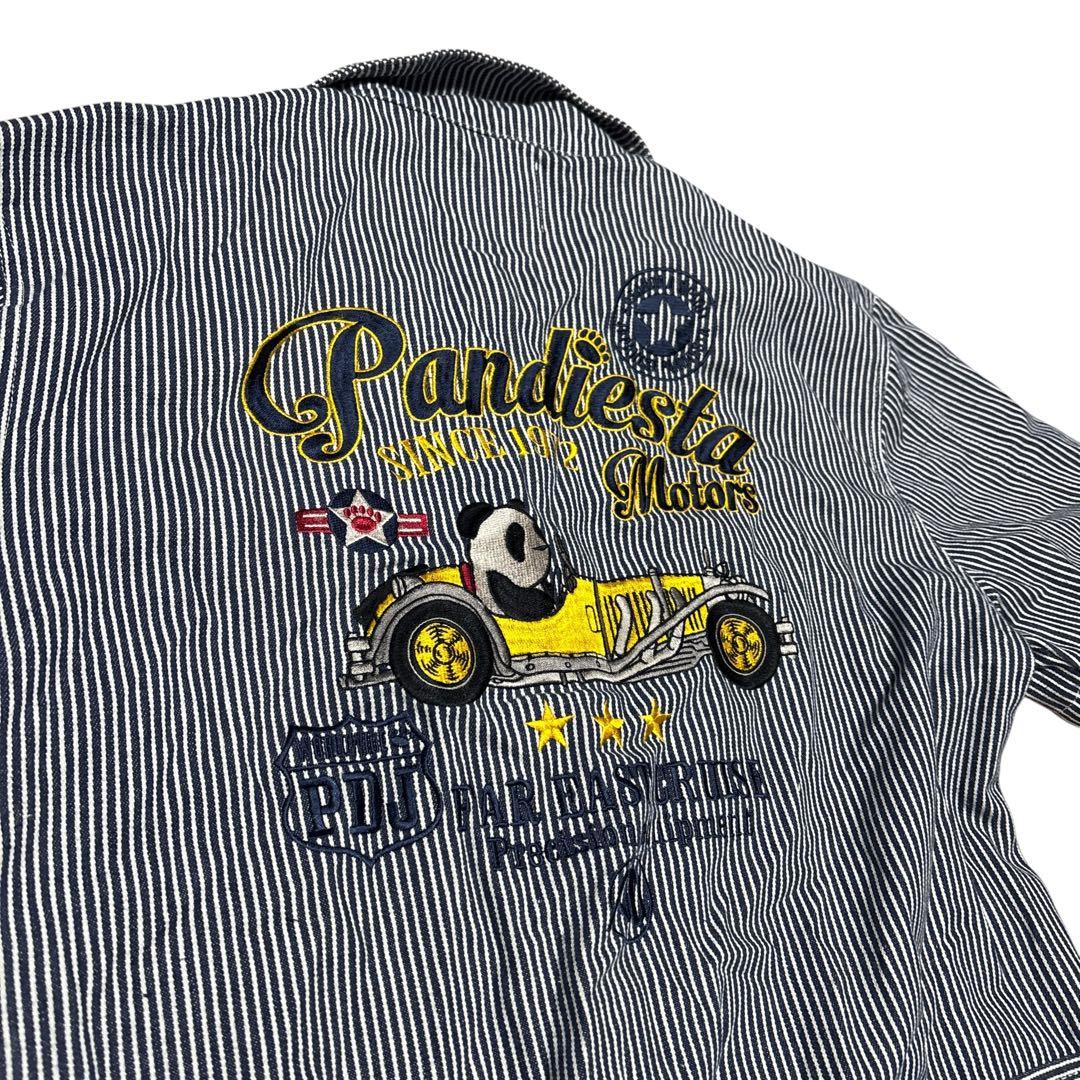 パンディエスタジャパン つなぎ　刺繍　ヒッコリー pandiesta japan