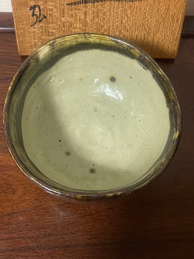 希少骨董抹茶盌(碗 )壺屋焼(琉球焼) 小橋川永弘作　茶碗 美品 箱付き