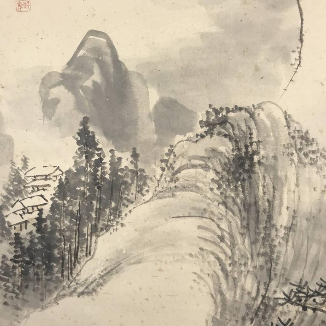 【真作】藤井松林/雪景山水図/掛軸☆宝船☆AB-593