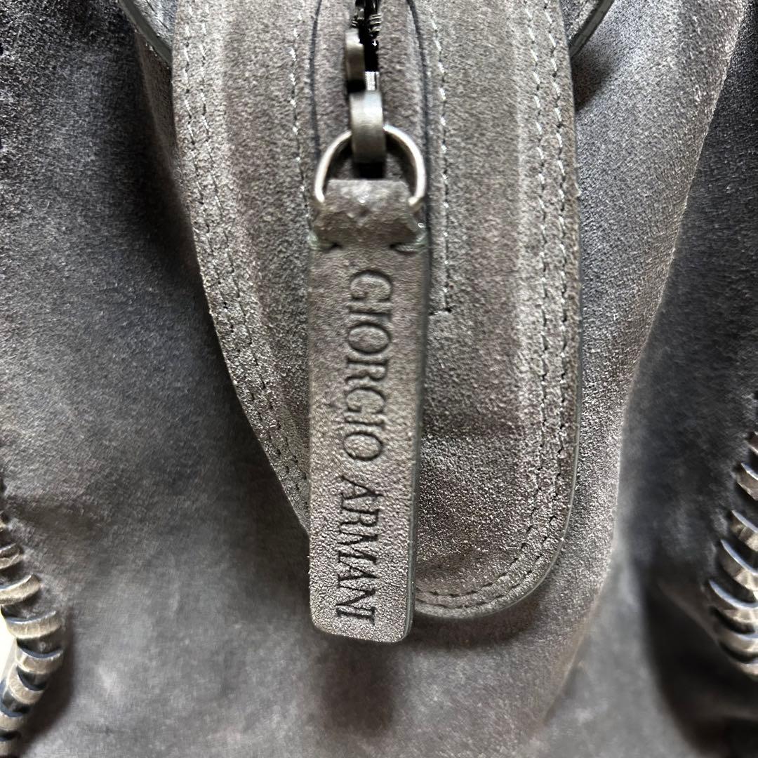 GIORGIO ARMANI スエード　クロコ型押し　ハンドバッグ　ミニボストン