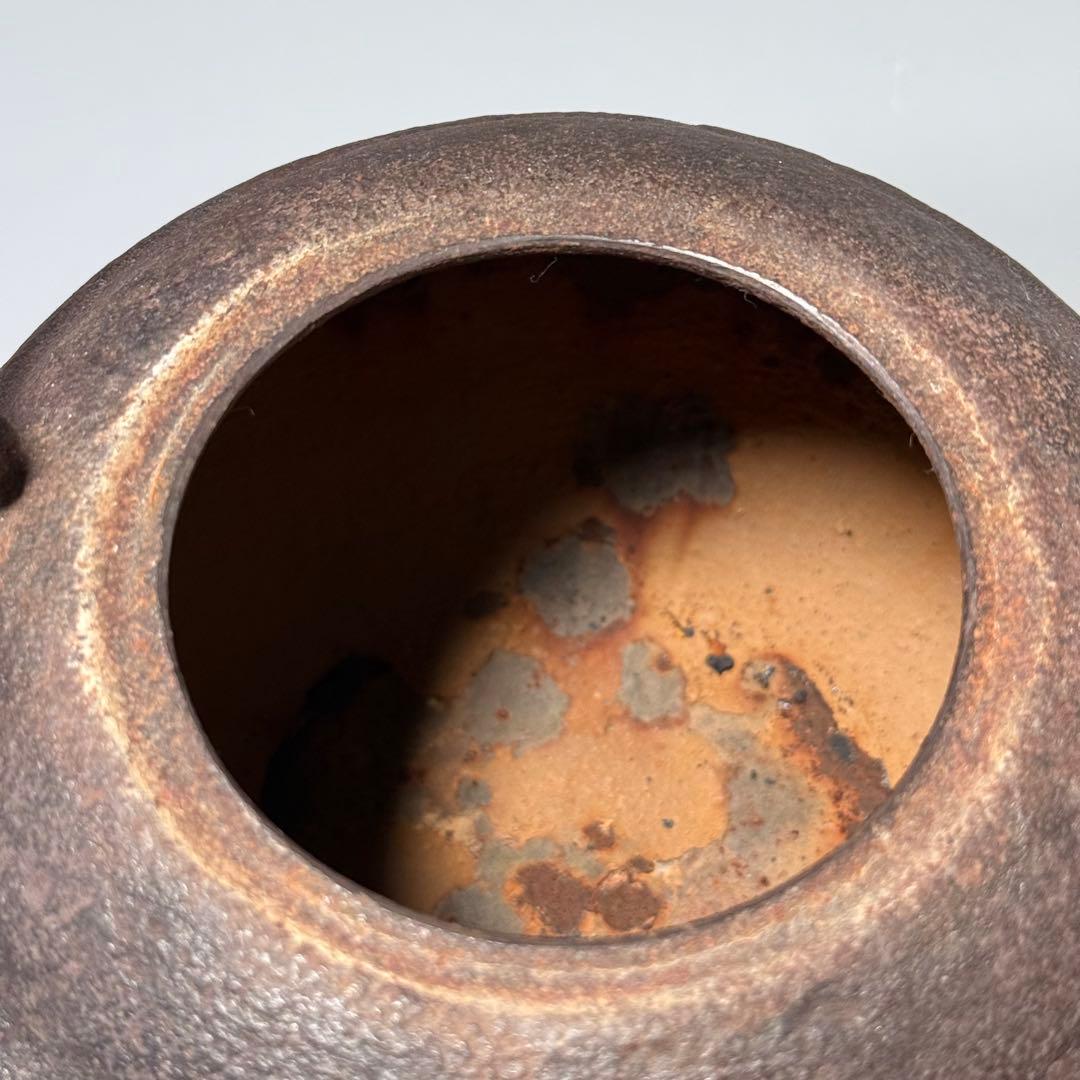 釜師　増山馨鉄　造　宝珠形鉄瓶　共箱　作家物　茶道具　大国藤兵衛に師事　白湯