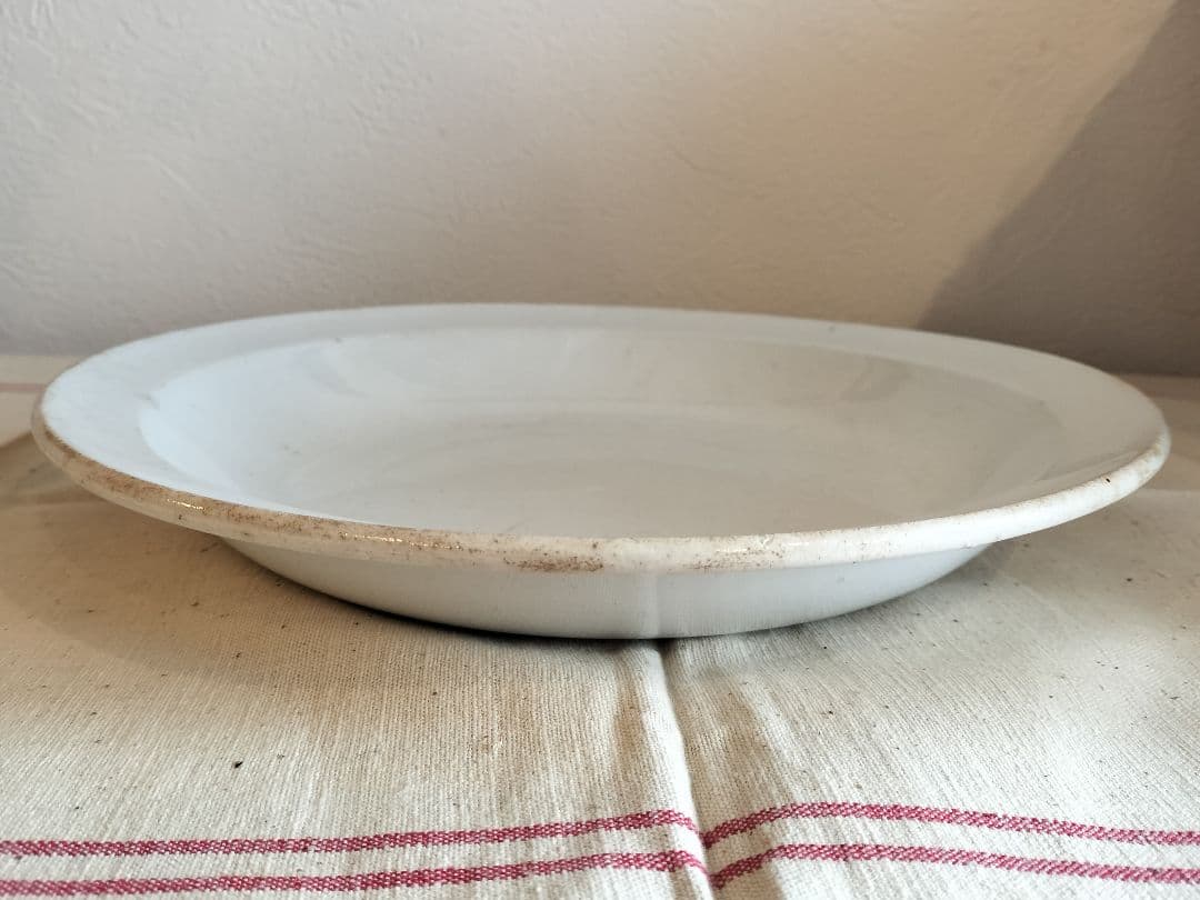 アンティーク　フランス　クレイユ　モントロー　白い　ボウル