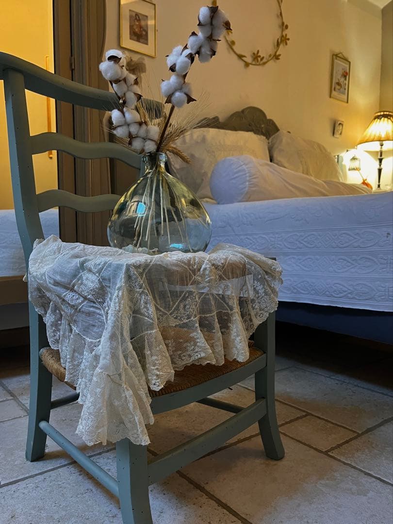 ◆フランスアンティーク｜お宝級1900年代エクリュレースのマルチクロス透け感シミ