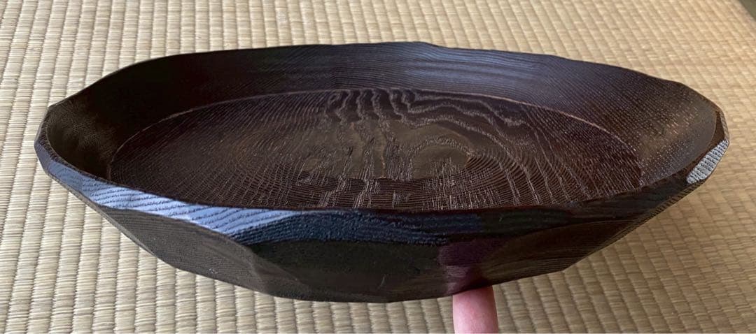 村瀬治兵衛 作【沢栗はつり盆】38cm 大きなサイズ 丸盆 盆手前 茶道具