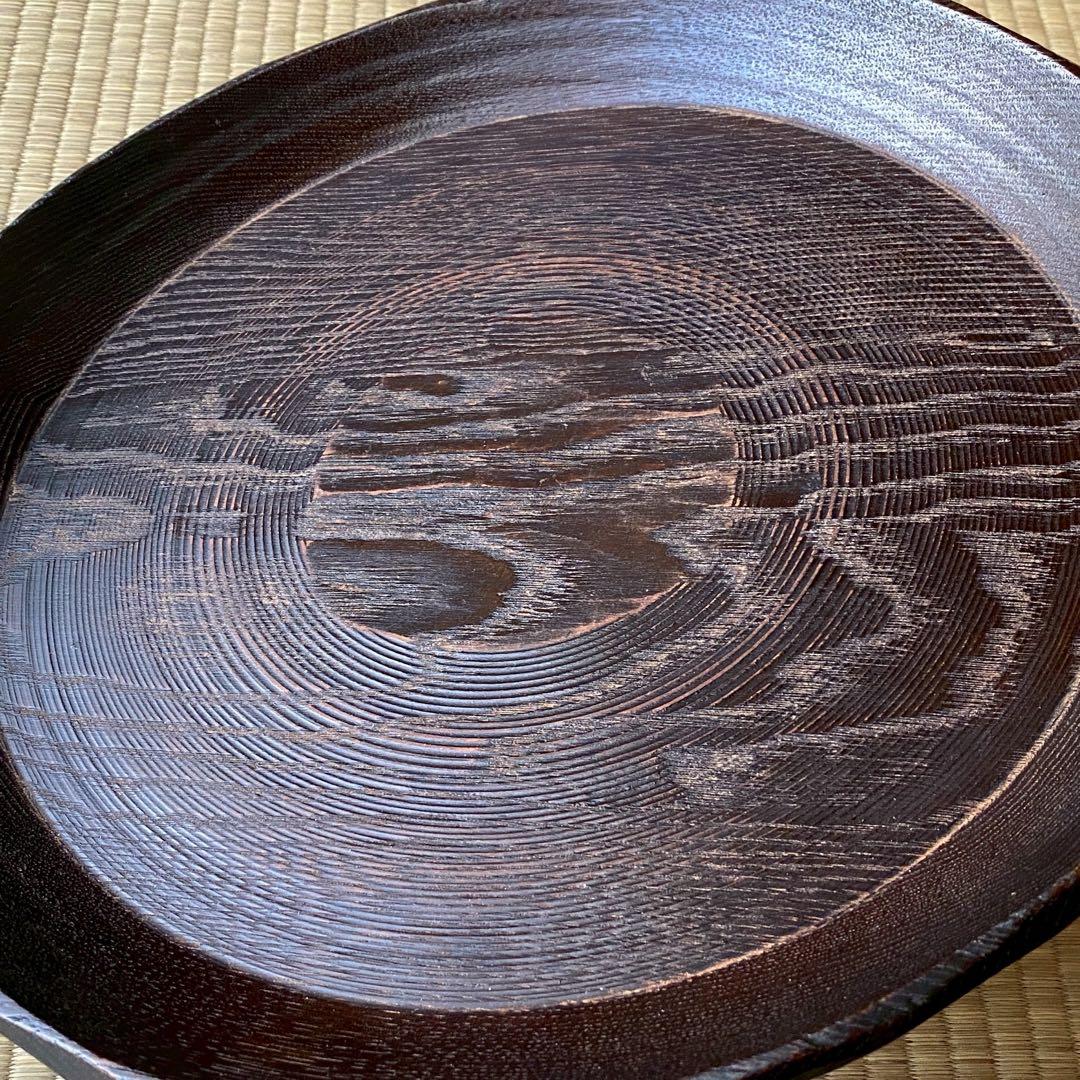 村瀬治兵衛 作【沢栗はつり盆】38cm 大きなサイズ 丸盆 盆手前 茶道具