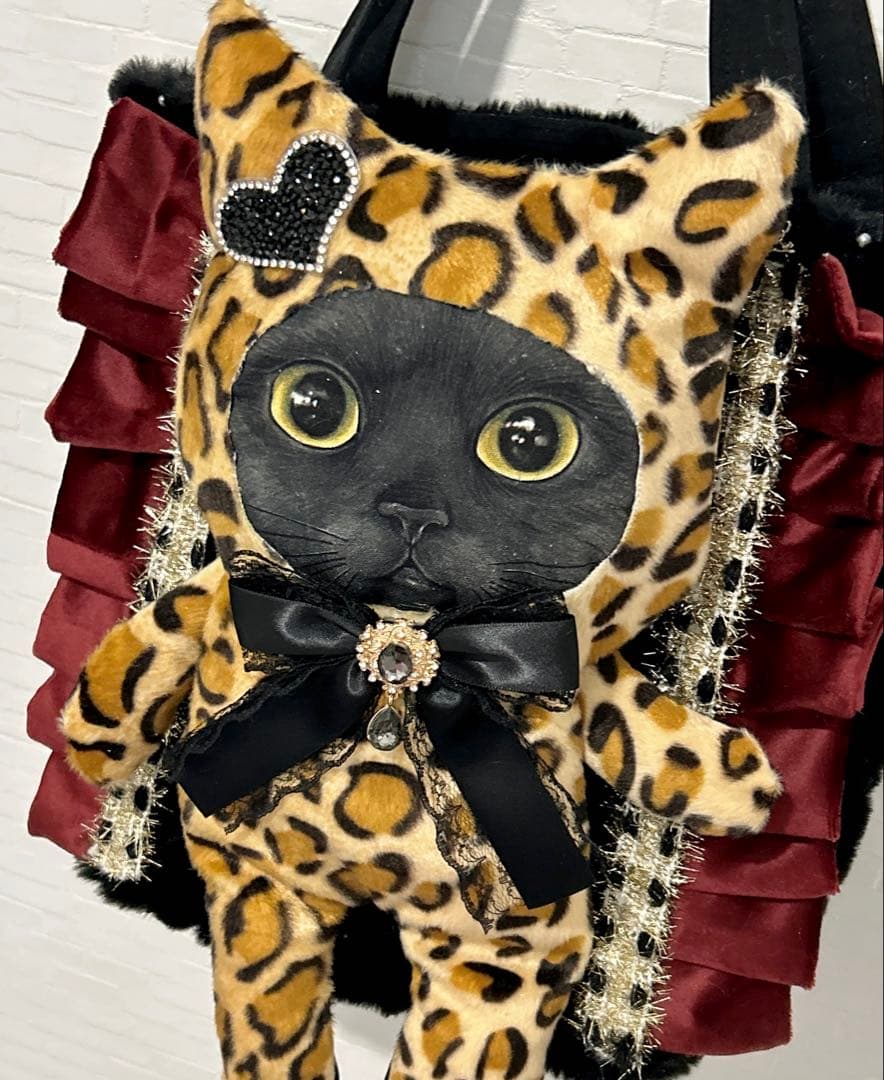 さ*ー様 コヤンイサムチョン BIG ヒョウ柄 黒猫トートバッグ