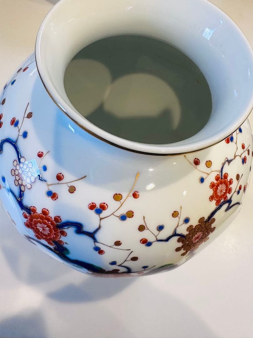 【美品】深川製磁 花瓶 一対 大小2点セット 有田焼 染錦 金彩 富士印