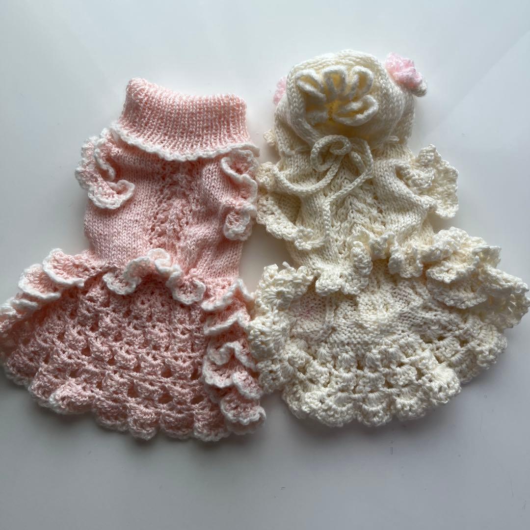 小型犬用手編み服　M ILK