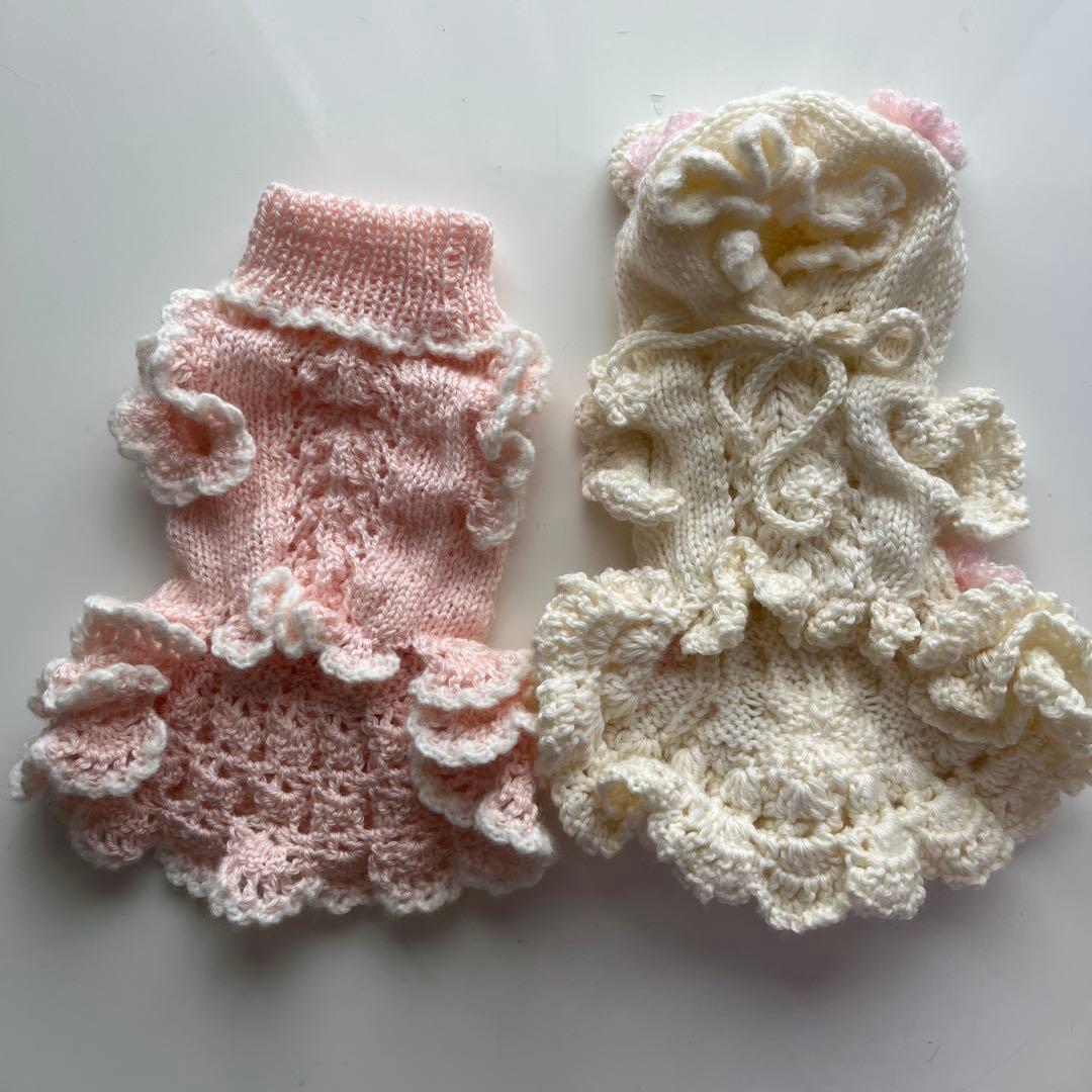 小型犬用手編み服　M ILK