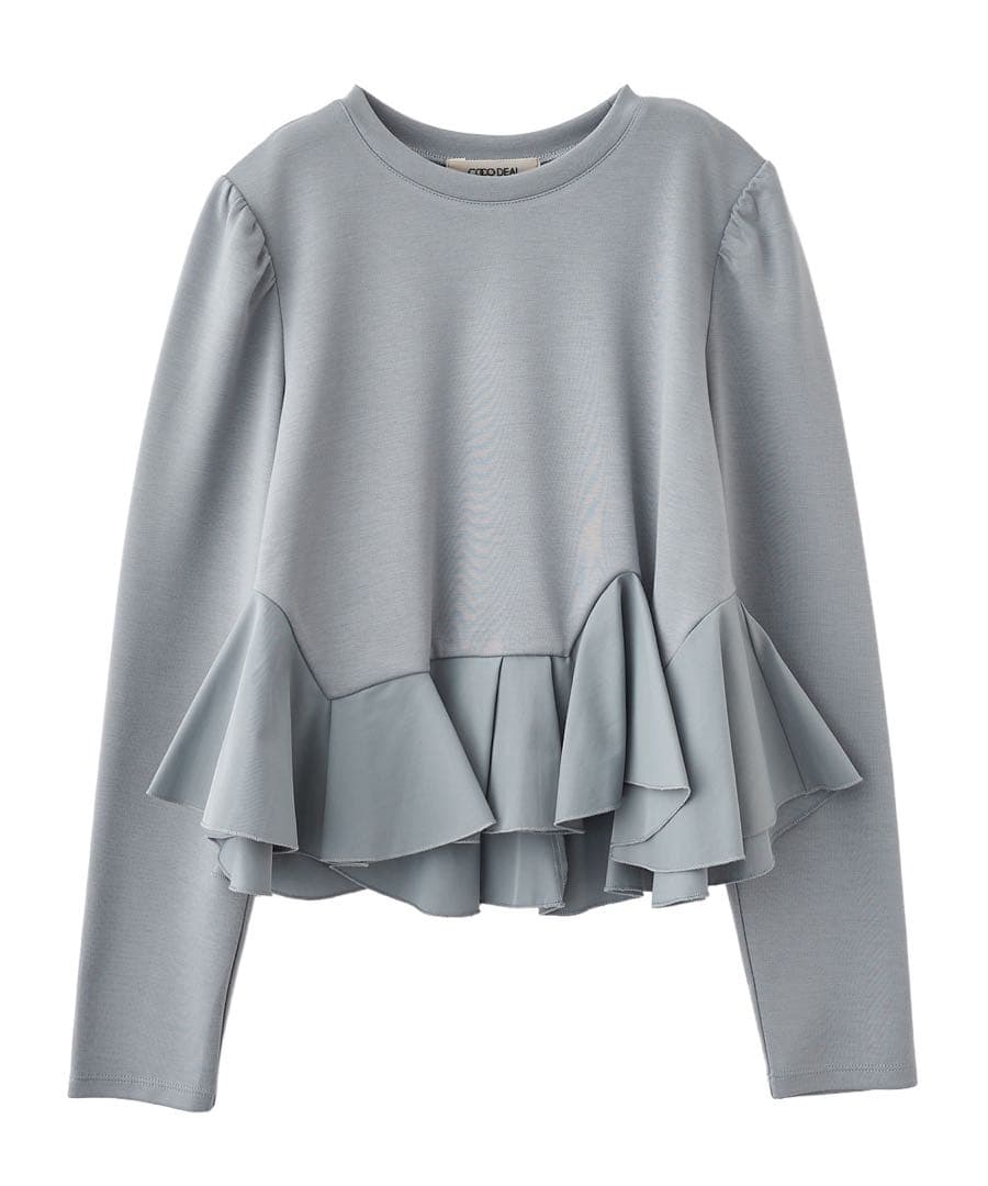 COCO DEAL アシメペプラムブラウス　ブルーグレー