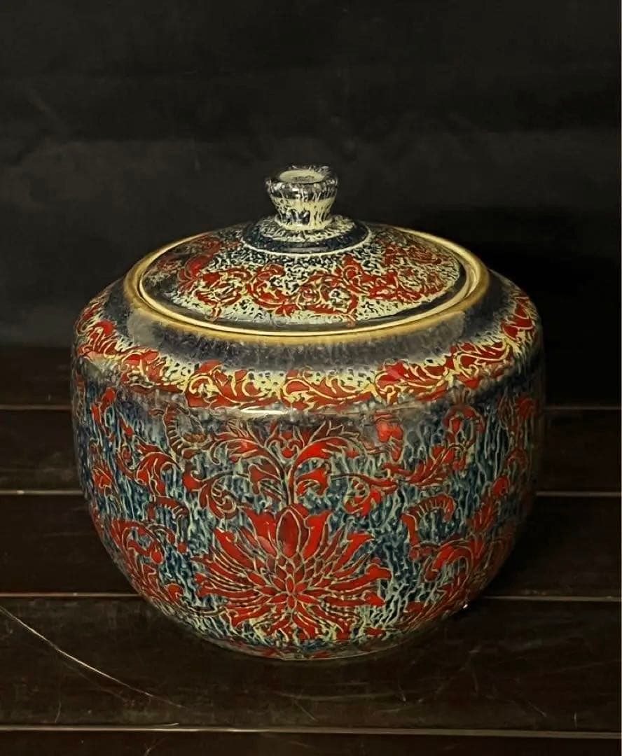 【倉庫整理品】中国古美術/清時代呂鈞窯壺【大清乾龍年製】在銘：XG66