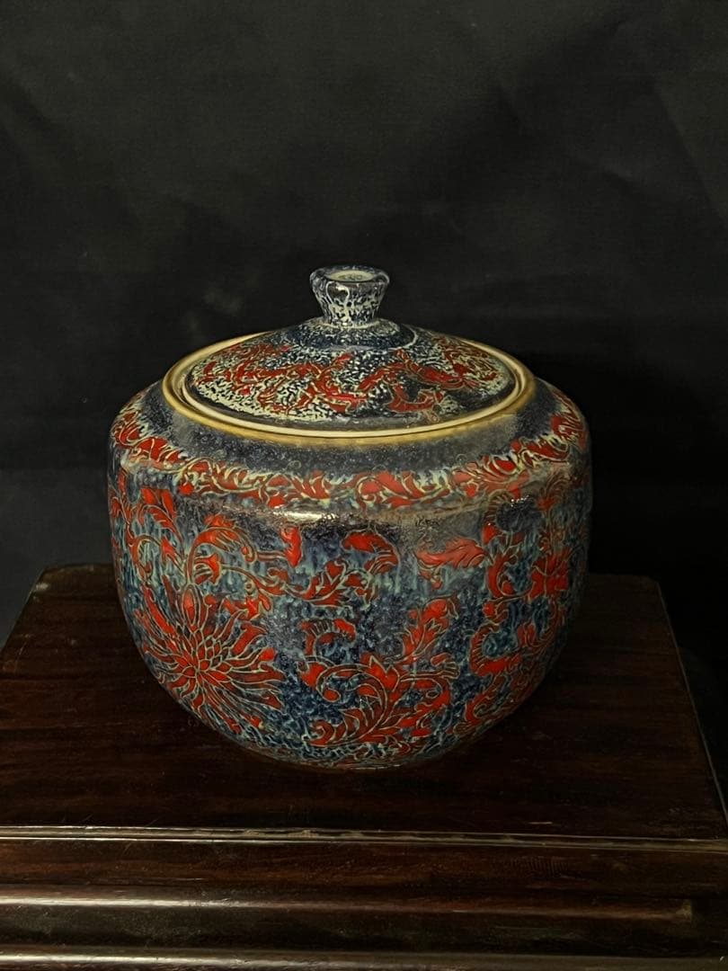 【倉庫整理品】中国古美術/清時代呂鈞窯壺【大清乾龍年製】在銘：XG66