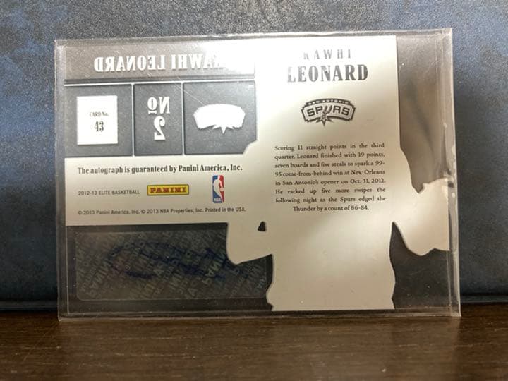 PANINI カワイ•レナード　サイン入りルーキーカード