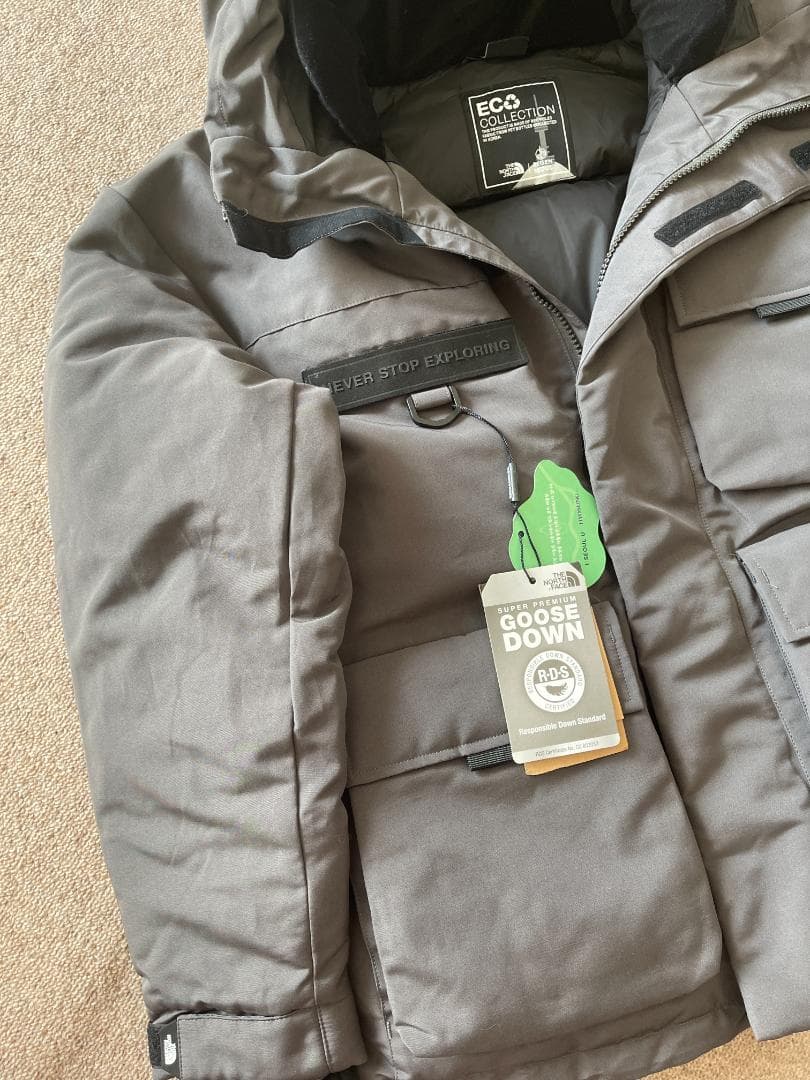 新品　韓国限定ノースフェイス グースダウンジャケット グレー 高級色 メンズ S