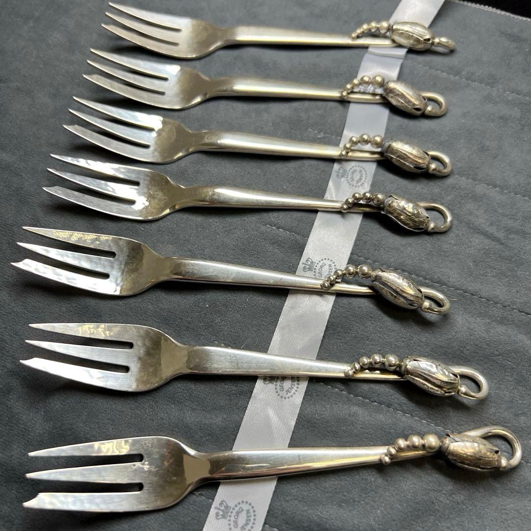 ジョージジェンセン　最高級ブロッサム　デザートフォーク　7本　202g 共袋