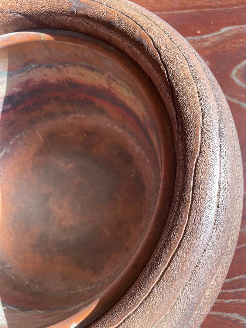 希少　木製火鉢 金箔装飾 花柄デザイン　１００年前　骨董品