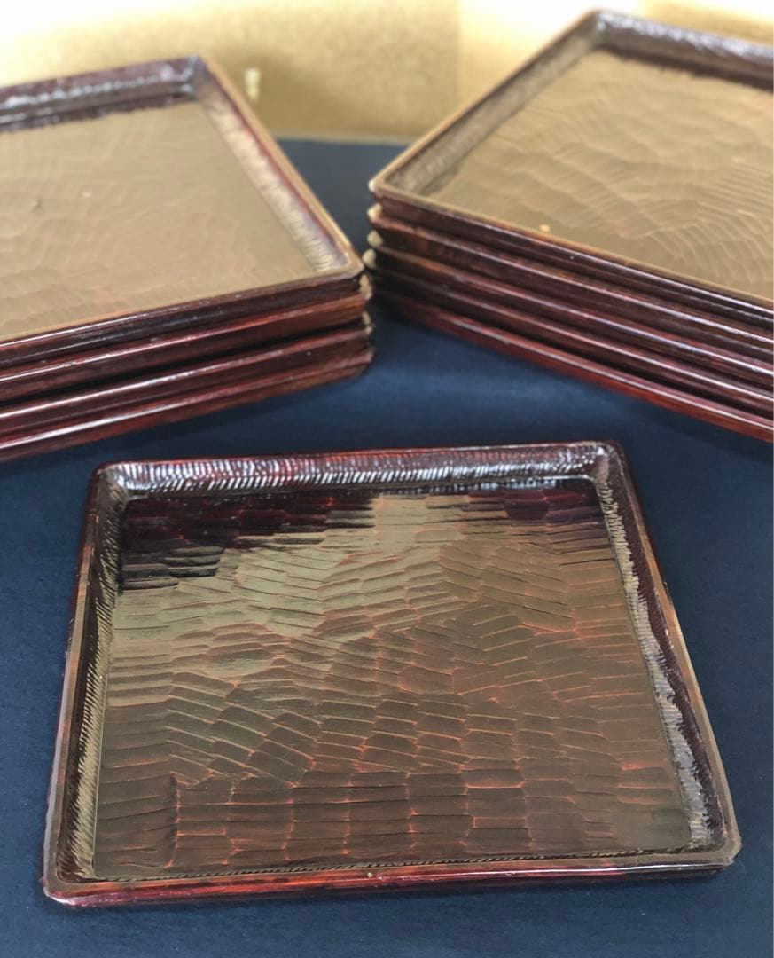 《R》伝統工芸 讃岐彫 四方膳5客 会席膳 讃岐盆 刳抜 260120き5