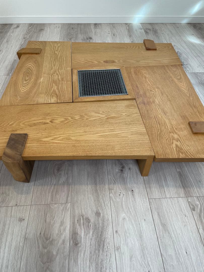 ACTUS モダン座卓 4卓 + 中央囲炉裏付き 5点セット-ACTUS 天然木