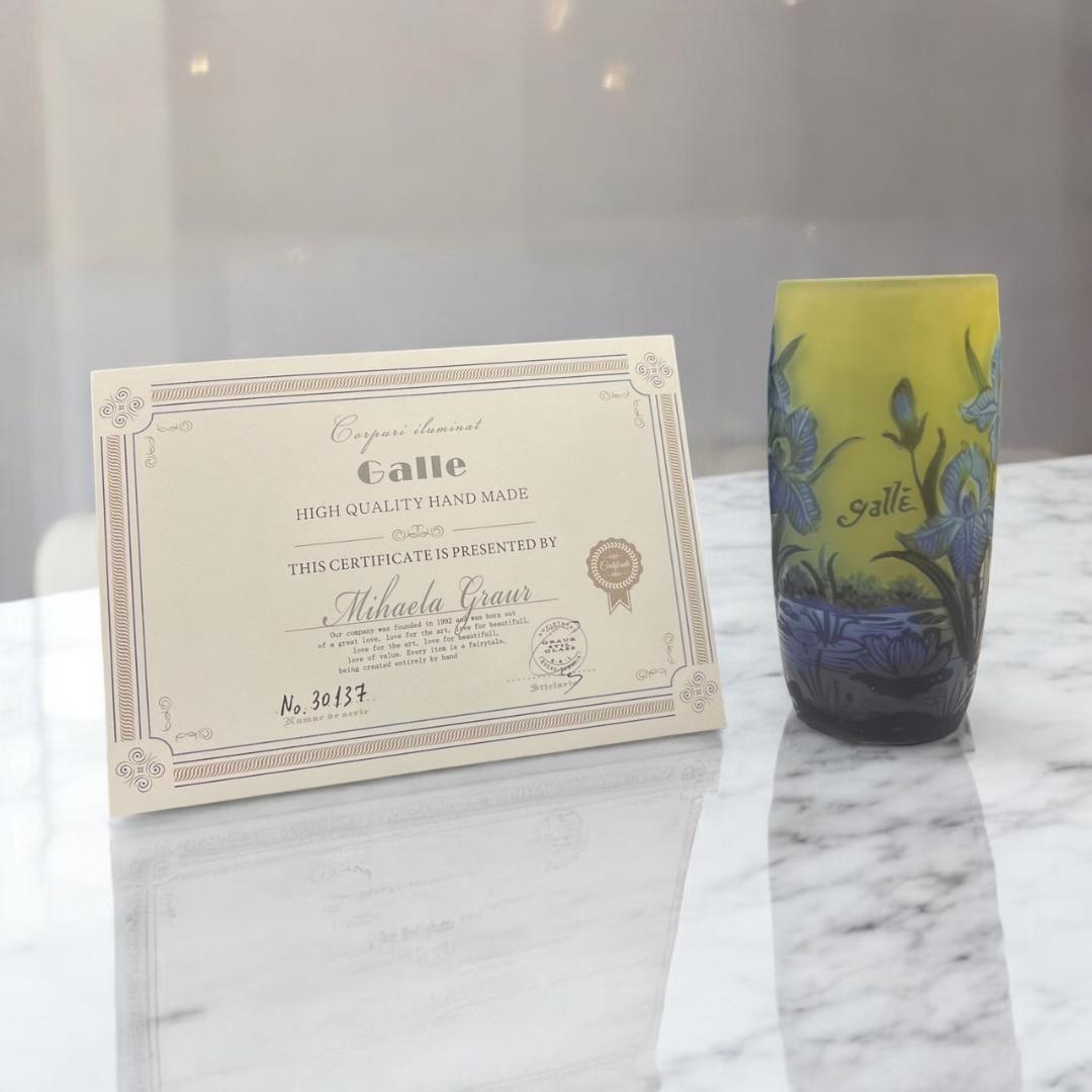 ◆証明書付◆EmileGalleエミールガレ 花瓶 16cm×9cm カメオ彫り
