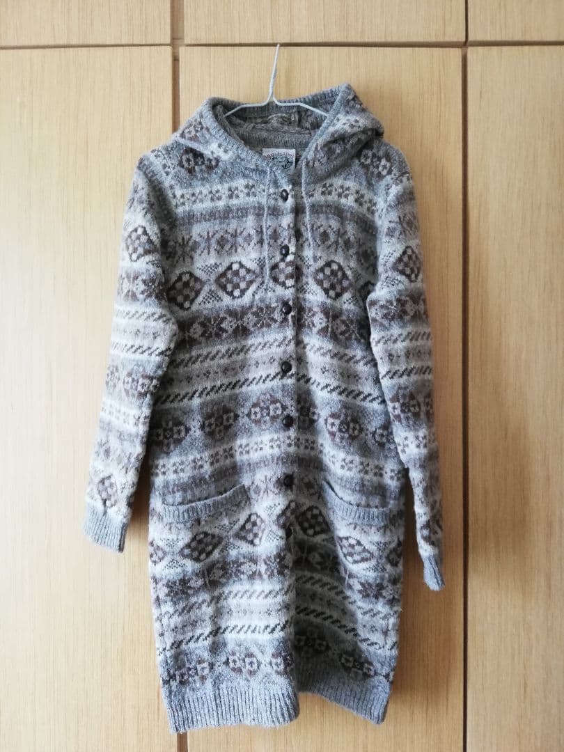 美品　Jamieson's フード付きウールカーディガン