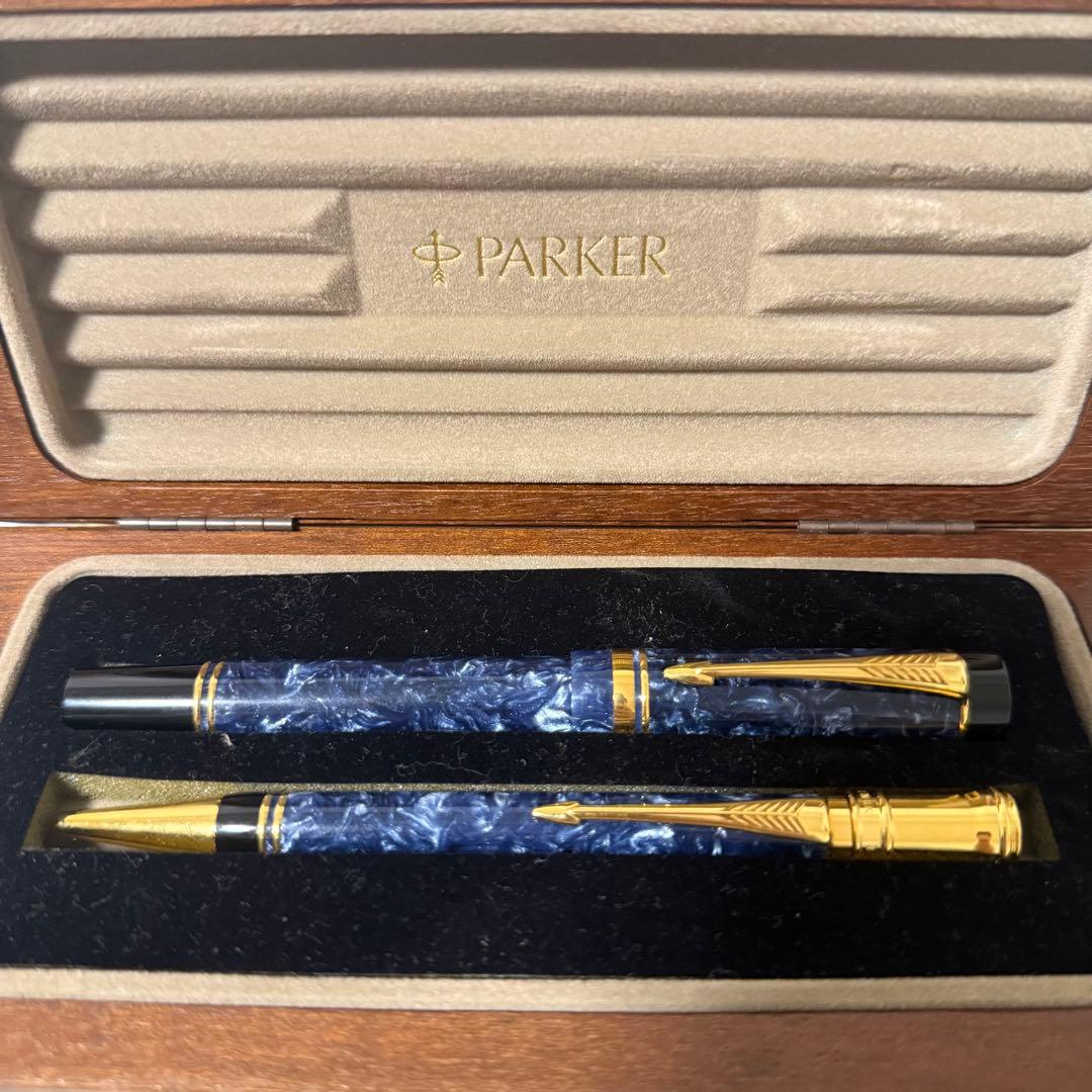 パーカー デュオフォールド センテニアル マーブルブルー 万年筆 ボールペン