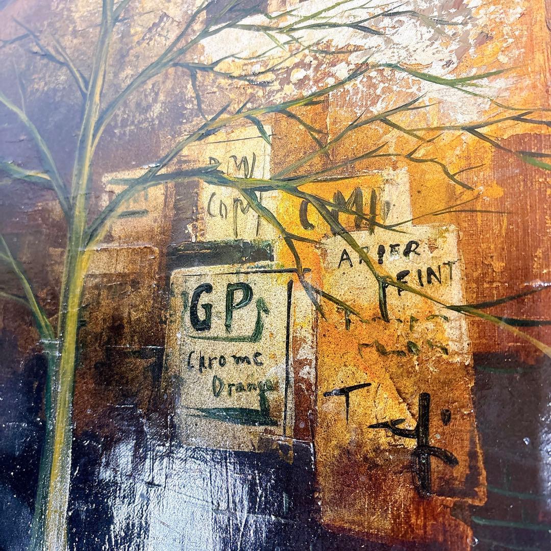 真作 立川広己「広告のある壁」油彩 自由美術協会会員 一枚の絵人気画家