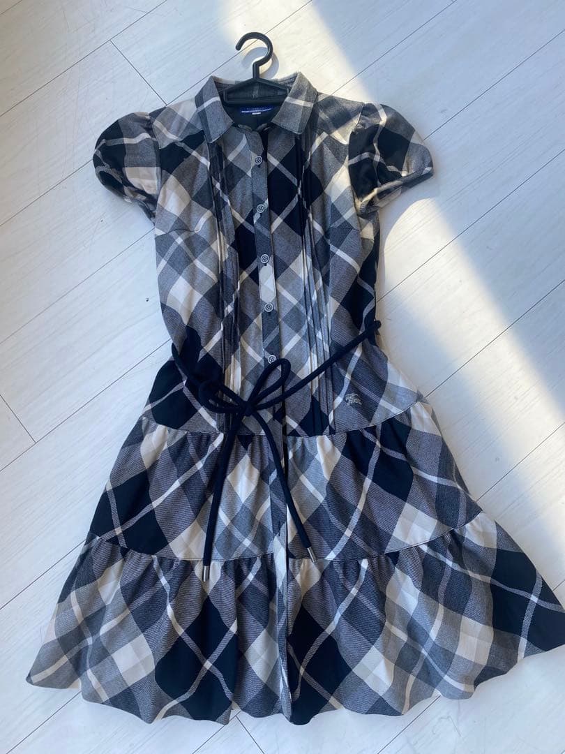 バーバリーブルーレーベルチェック柄 ワンピース 36ウエストリボン付き 美品