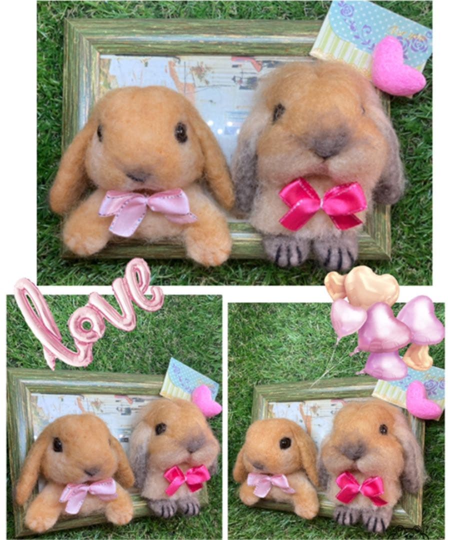☆ 様　うさぎ　羊毛フェルト額縁入り