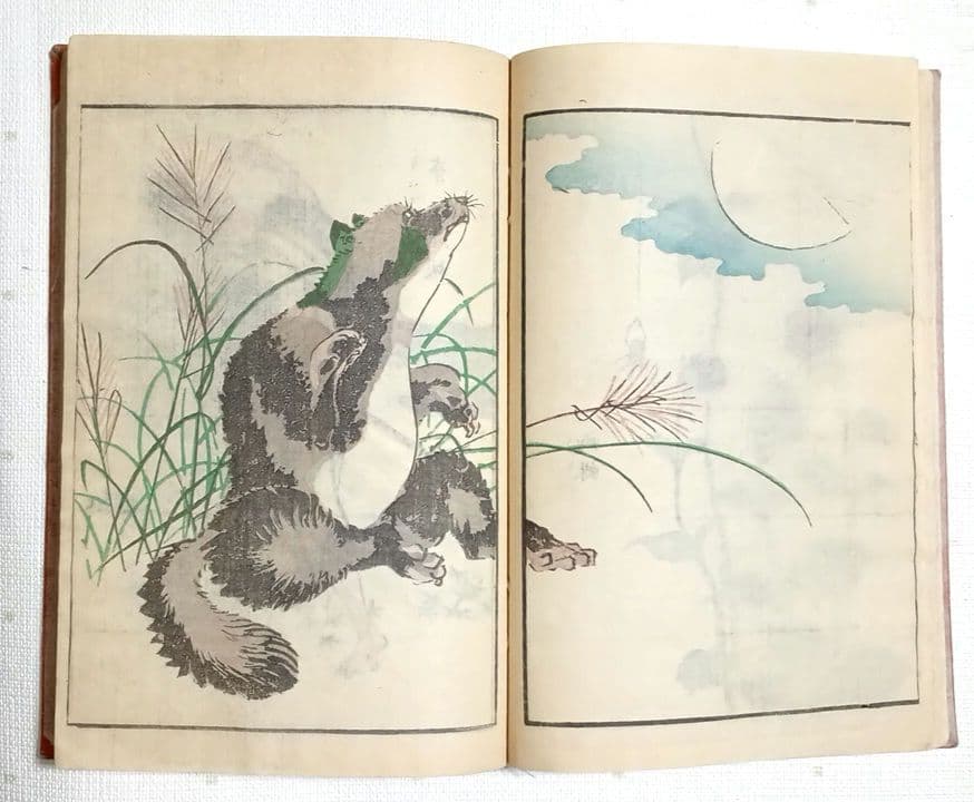 後摺多色刷り版画本傳神開手北斎画宛初編、葛飾北斎画、明治8年片野東四郎東壁堂出版