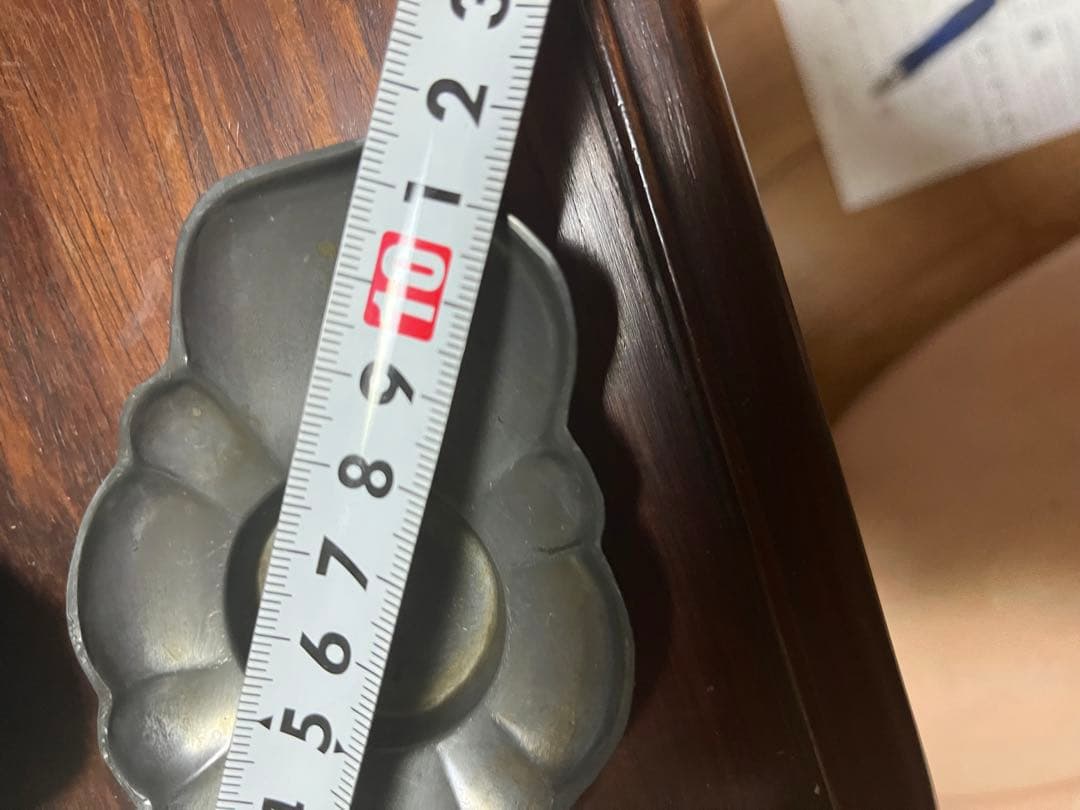 煎茶道具　錫製茶托　乾茂號造　剣木瓜　5枚古錫茶托　アンティーク煎茶道具