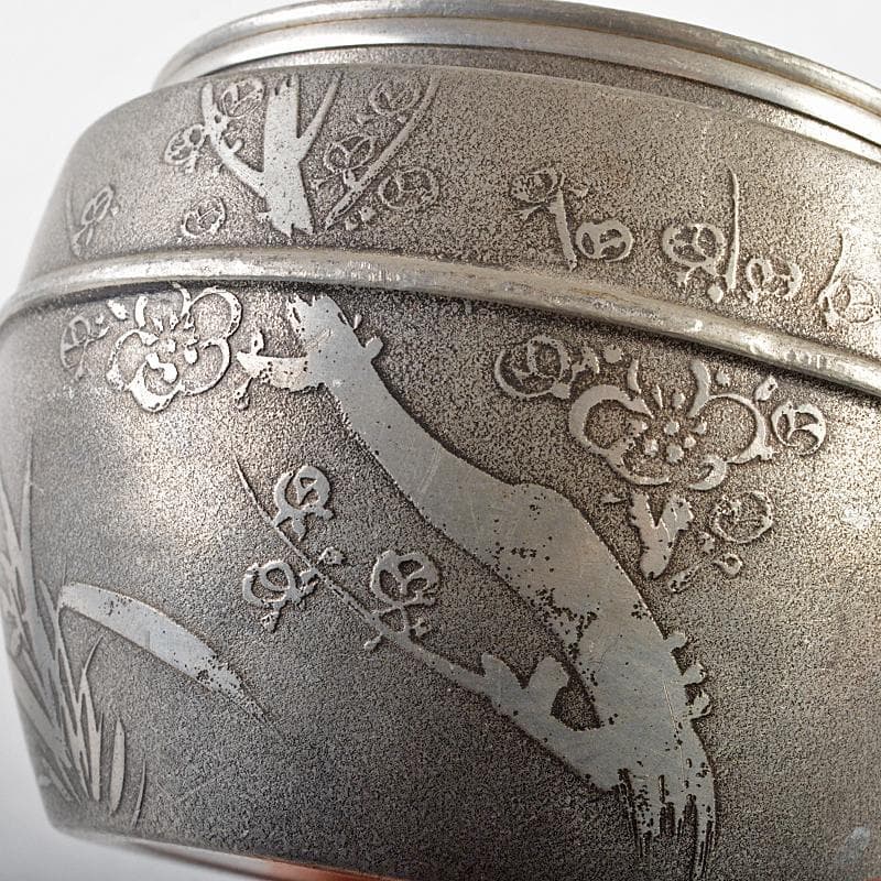 古錫　四君子文　間村自造　茶こぼし　乾茂號造　茶壷　2点まとめて　U　R5852