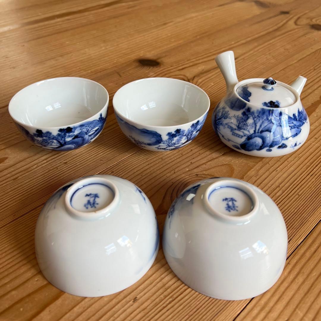 茶道具　平安竹泉　茶碗4客　急須