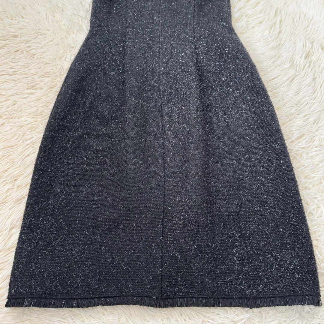 美品✨ケイトスペード ラメツイード 美シルエットドレス 0 ワンピース フリンジ