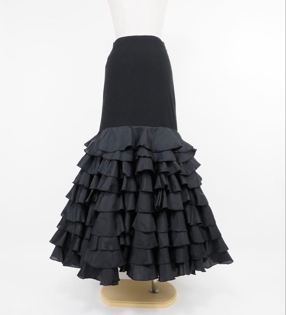 フラメンコ　ファルダ　※訳あり　新品　黒　レッスンファルダ　フラメンコ衣装