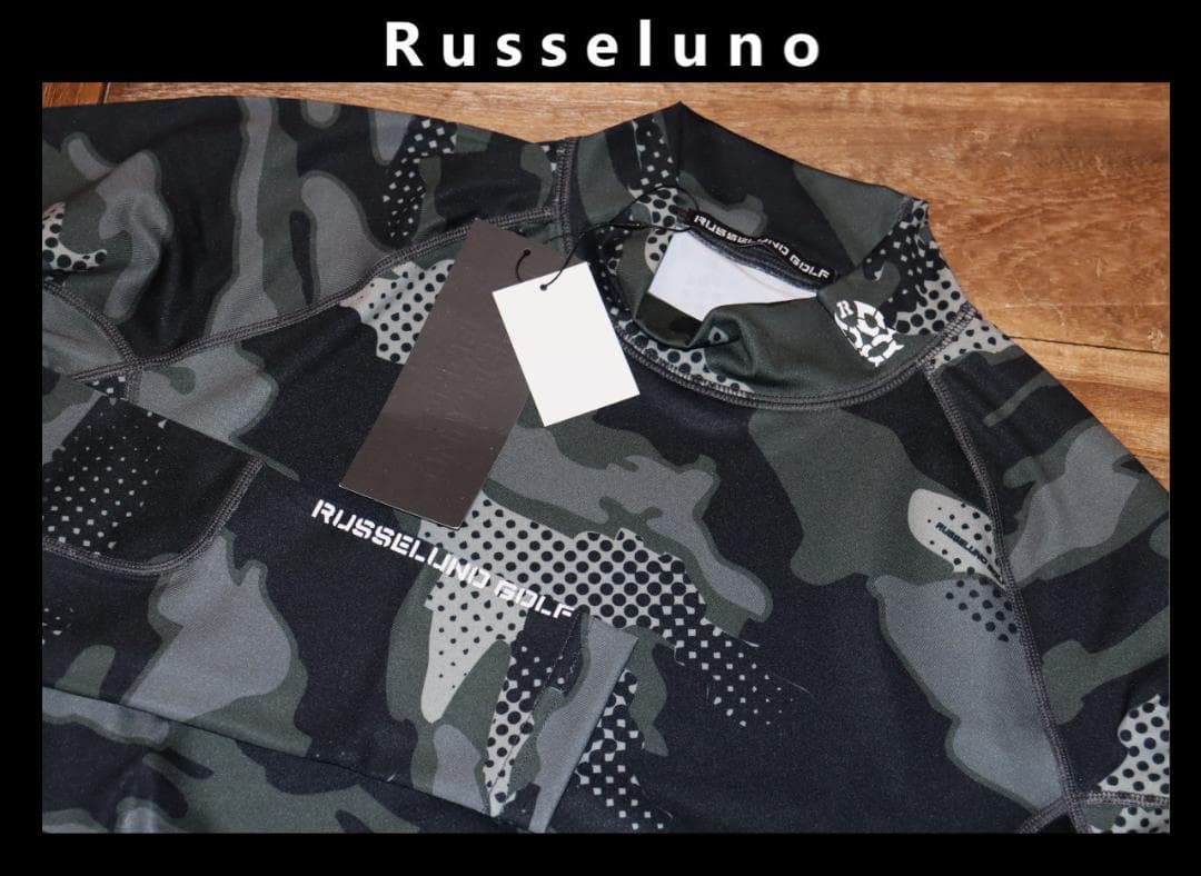 新品 ラッセルノ ゴルフ ルチャマスク モックネックカモフラシャツ (5/L)Ⓗ
