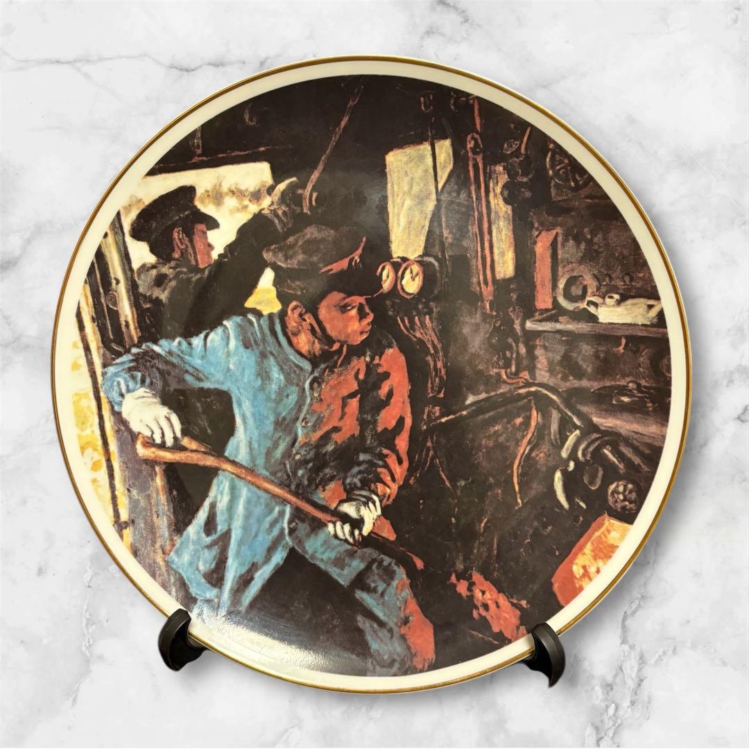 国鉄退職記念絵皿-冨樫正雄画伯(狩勝のたたかい)国鉄コレクターマニア必見レア