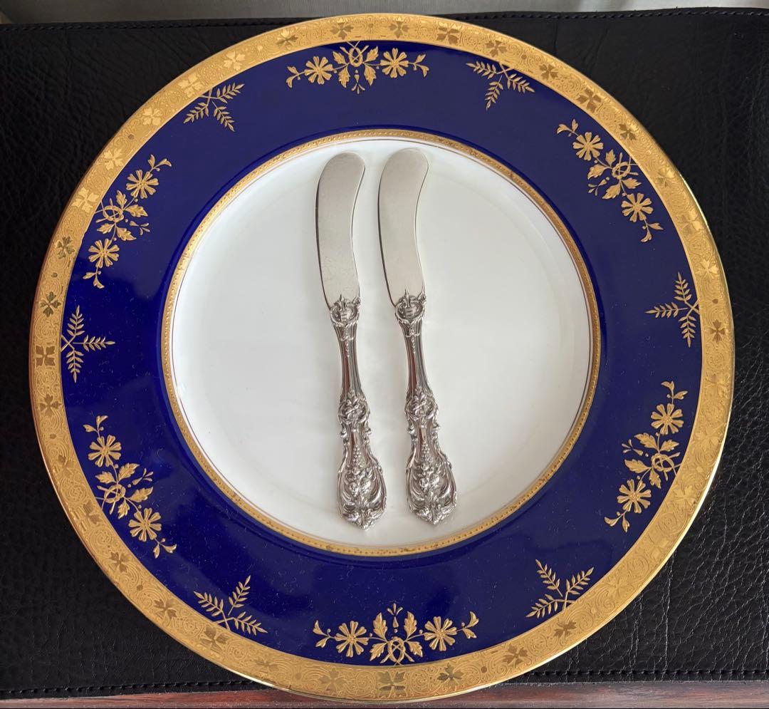 純銀　フラットハンドル　バタースプレッダー　２本