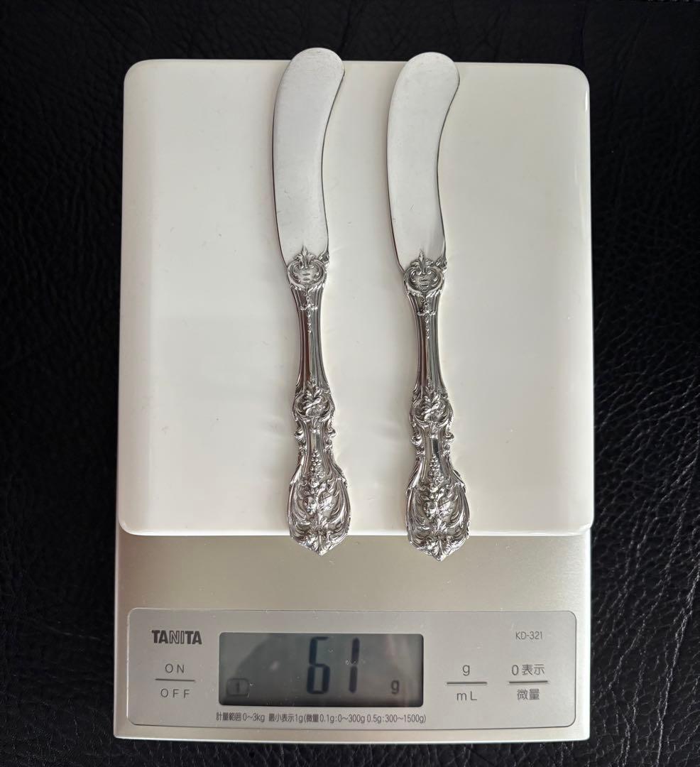 純銀　フラットハンドル　バタースプレッダー　２本