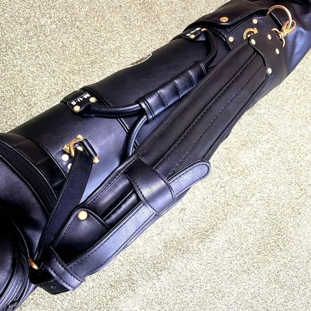 【美品 】M.U SPORTS レディースキャディバッグ レザー&ゴールドパーツ