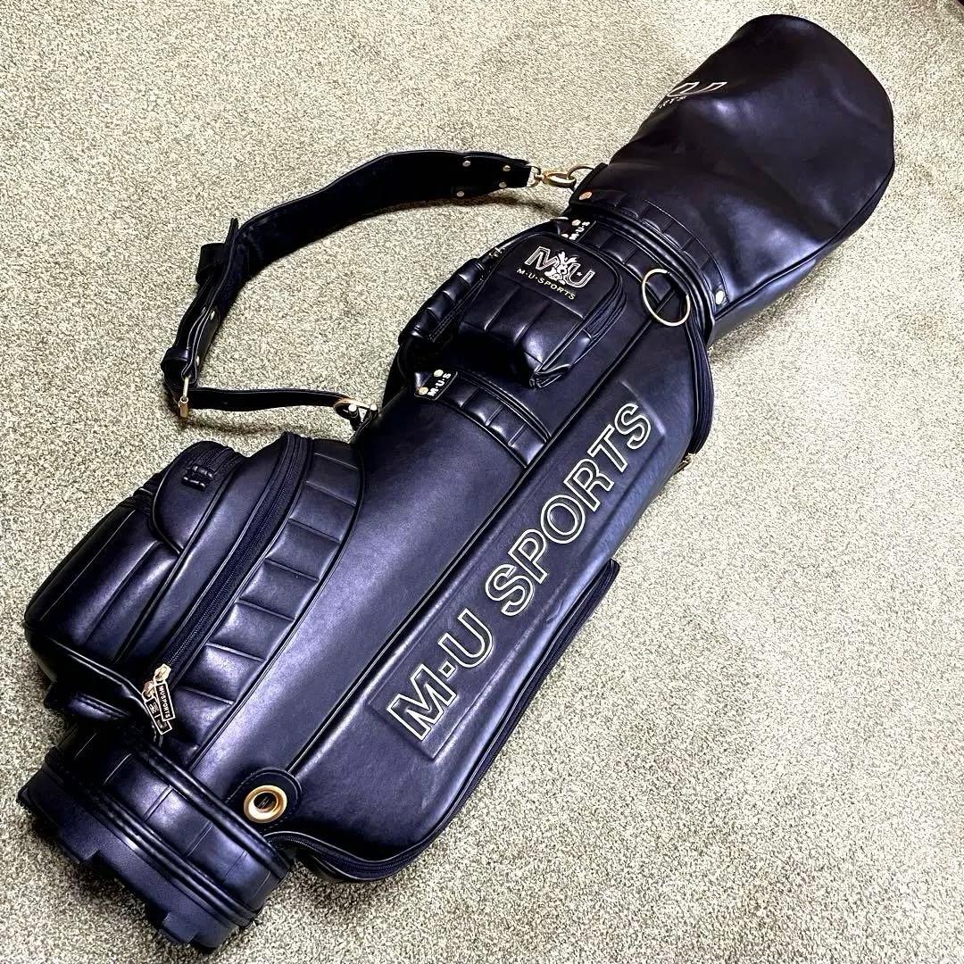 【美品 】M.U SPORTS レディースキャディバッグ レザー&ゴールドパーツ