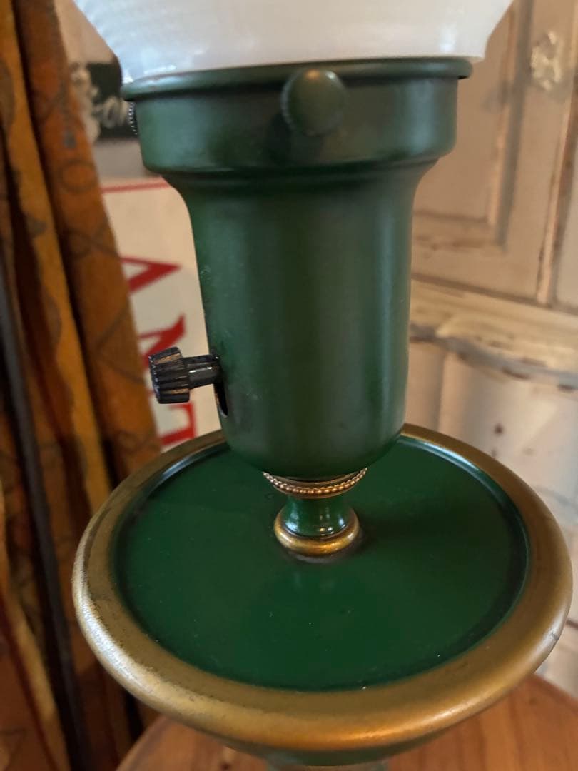 アンティーク　素敵な　グリーン　デスク　テーブル　サイド　ランプ　アメリカ　レア