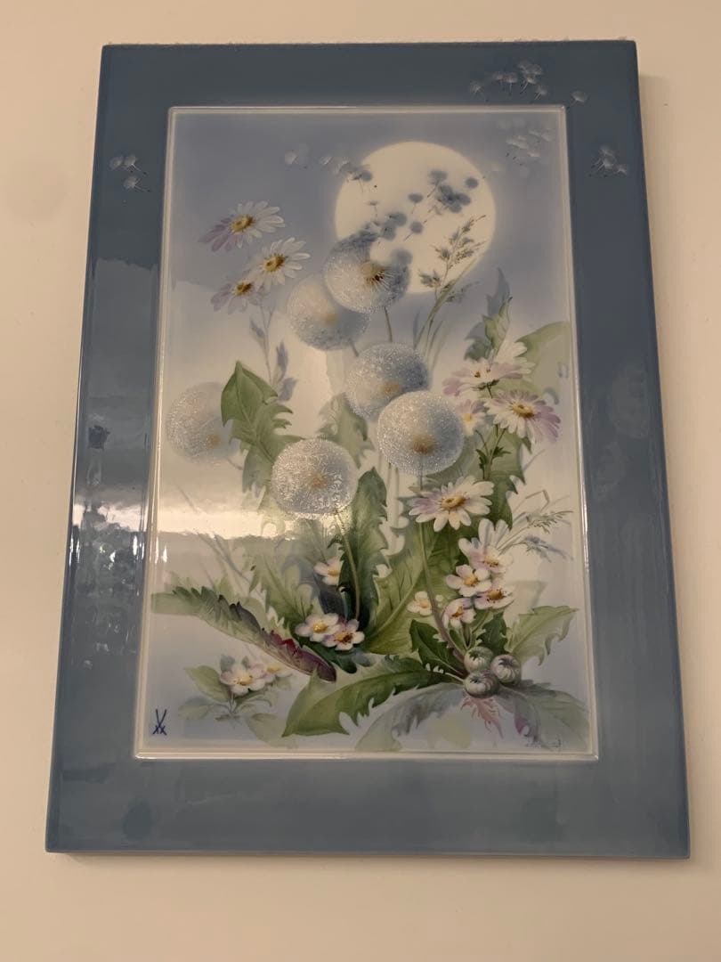 マイセン Meissen陶板（プラーク） タンポポ 美品