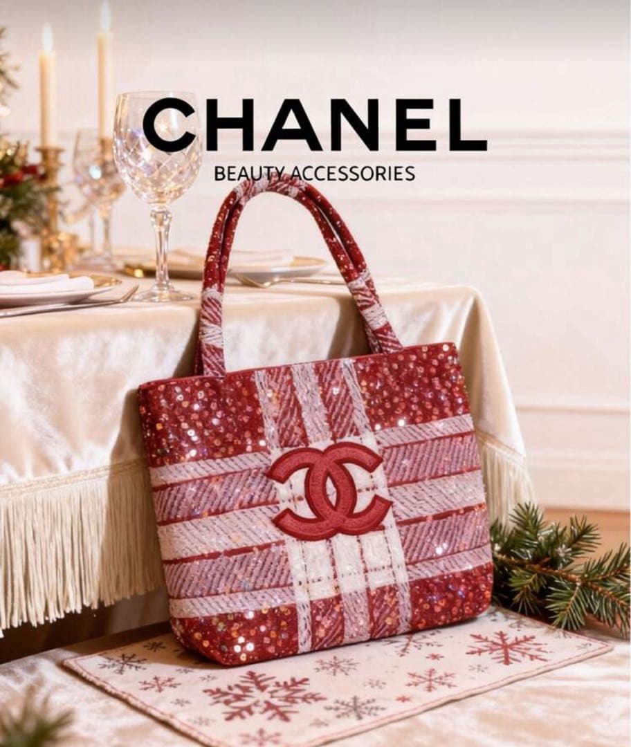 CHANEL スパンコール　トートバッグ ハンドバッグ　シャネルノベルティ