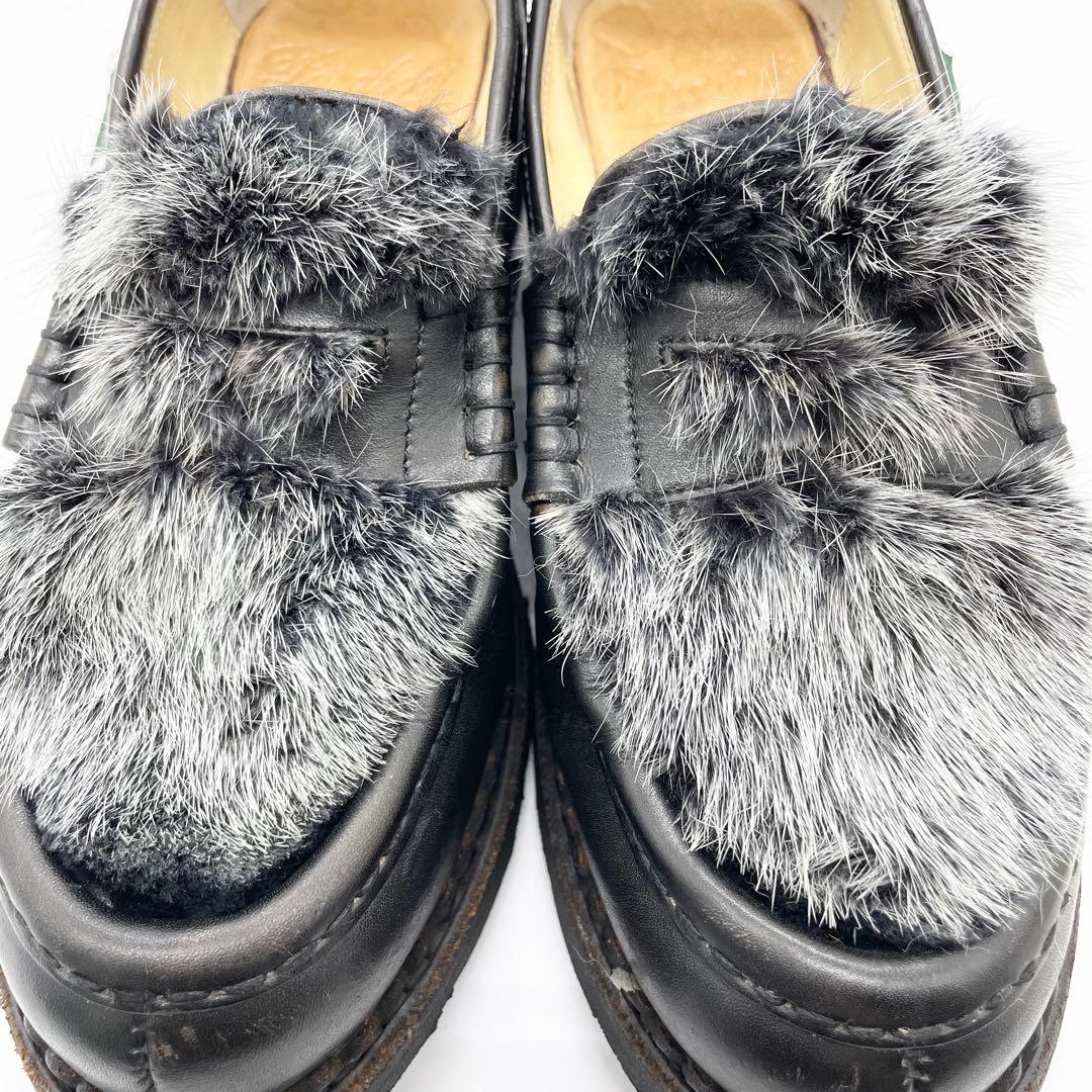 Paraboot ORSAY オルセー ミンクファー ローファー 革靴 黒 24