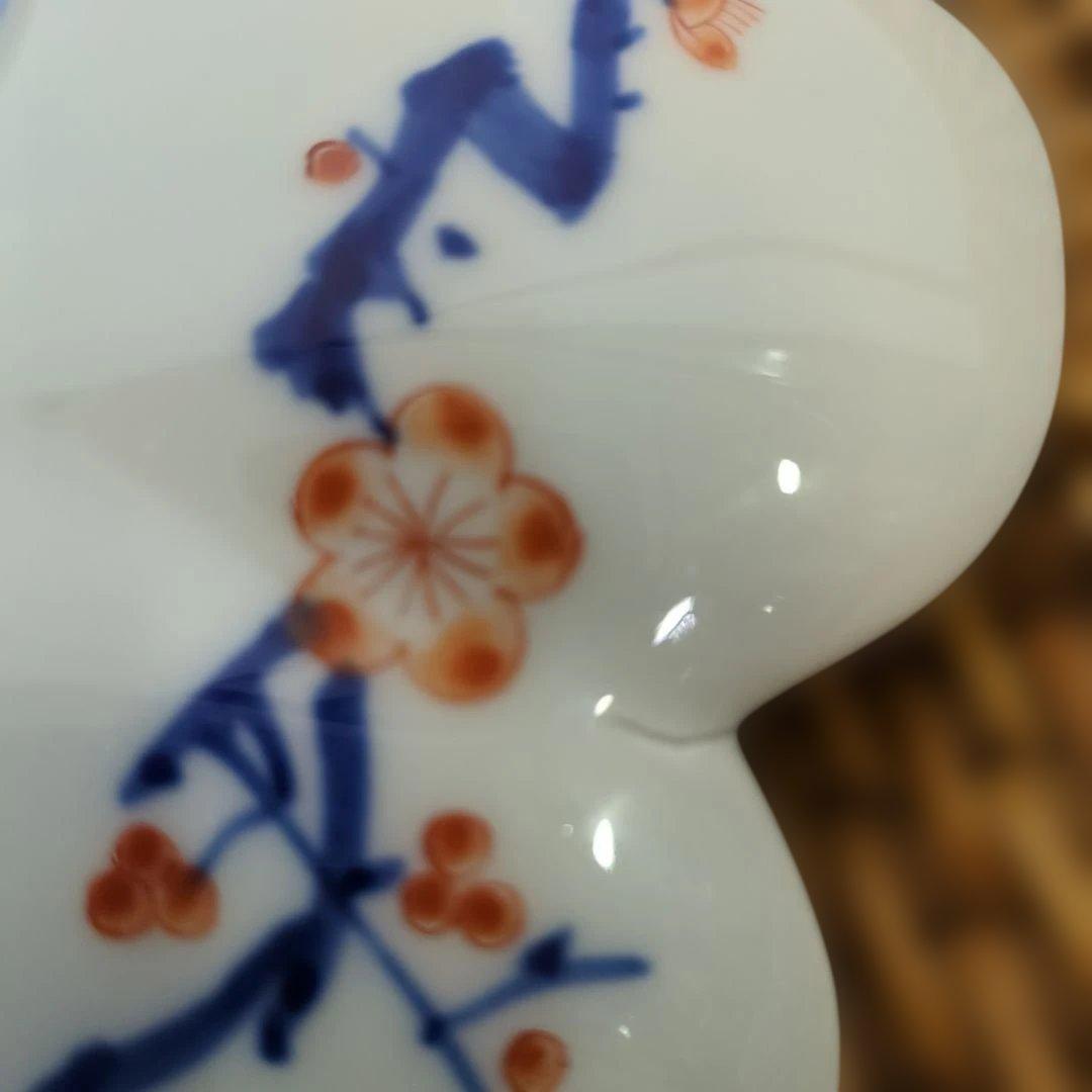 PEACE　深川製磁　あやめと朝顔　菊型飾皿　(裏側に傷あり）