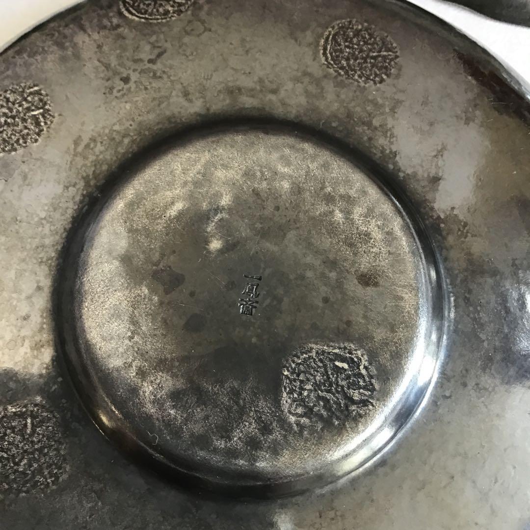 茶道具　純銀茶托大10枚　一鳳斎造と錫製(推定)茶托小5枚　共箱　S1012CT