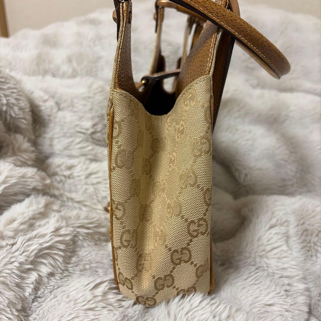 GUCCI ニュージャッキー ショルダーバッグ キャンバス レザー ベージュ