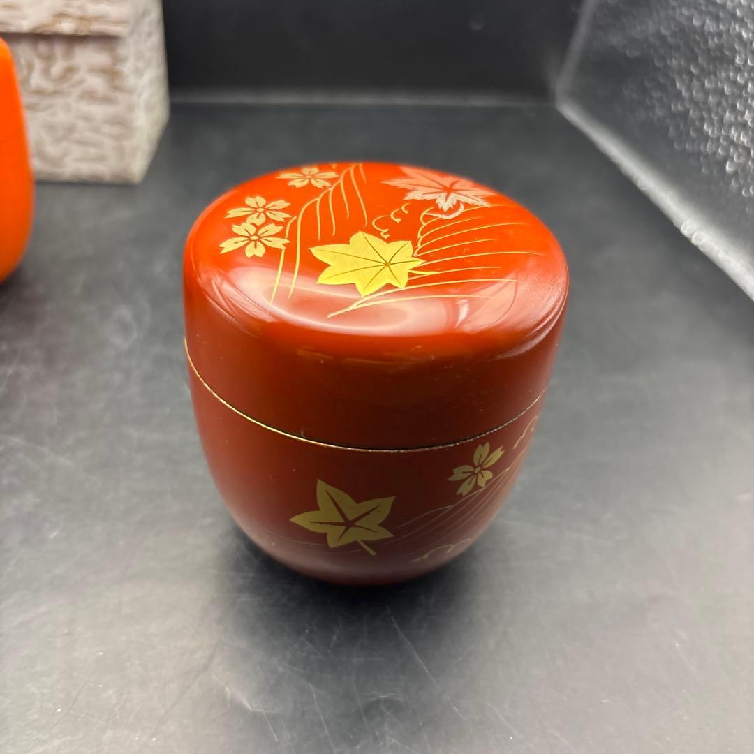 茶道具　棗　なつめ　茶入　根来塗