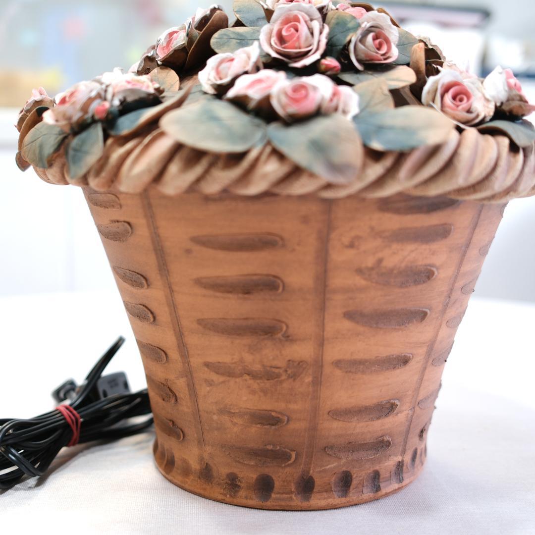 イタリア製 バラの鉢植デザインの照明ランプ